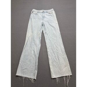 Garage Wide Leg Jeans Women's 7/28 Blue Light Wash Baggy High Rise Distressed